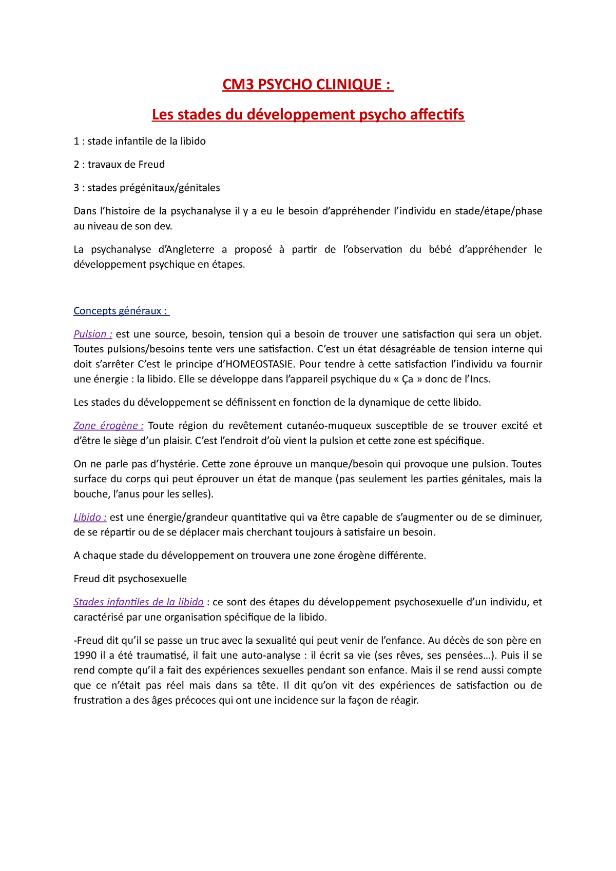 Cm3 Les Stades Infantiles De La Libido Cm3 Psycho Clinique Les Stades Du Développement 2845