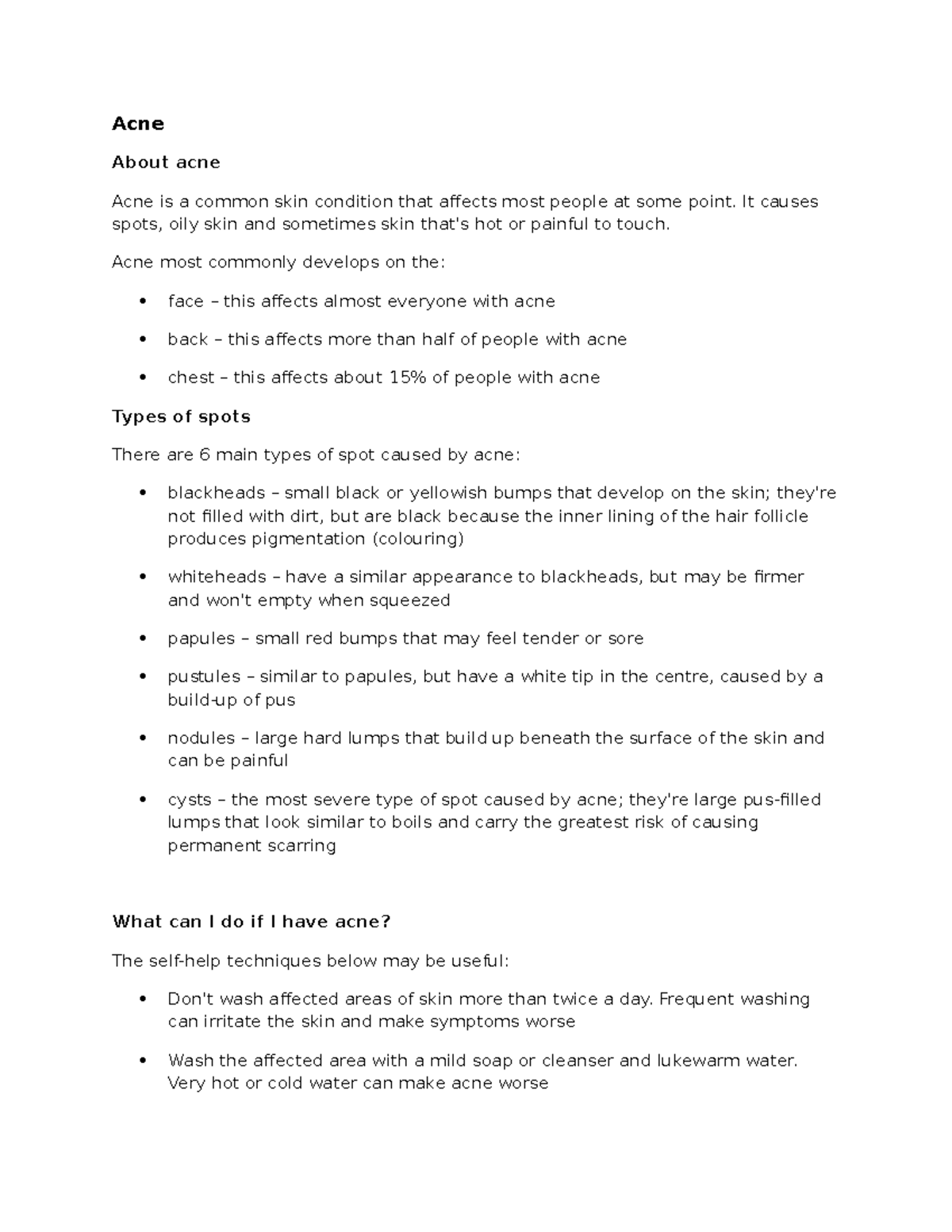 Acne - illness and conditions - Acne About acne Acne is a common skin ...