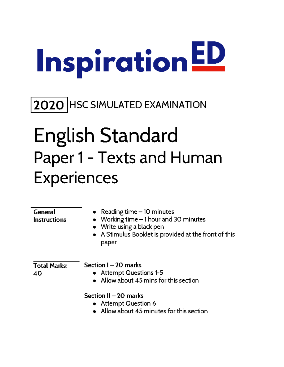 english-standard-paper-1sample-exam-2020-hsc-simulated-examination