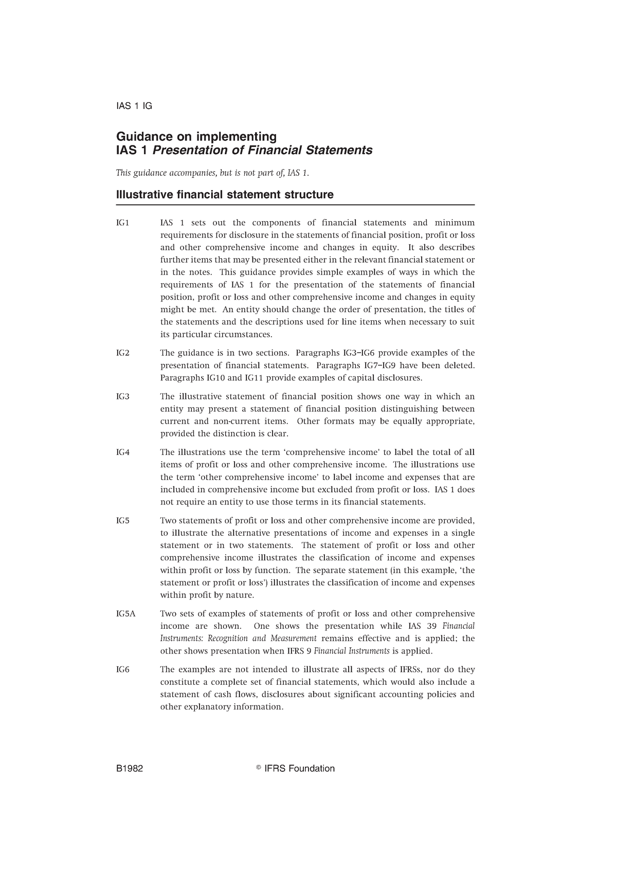 IAS 1 B - Ifrs - Guidance On Implementing IAS 1 Presentation Of ...