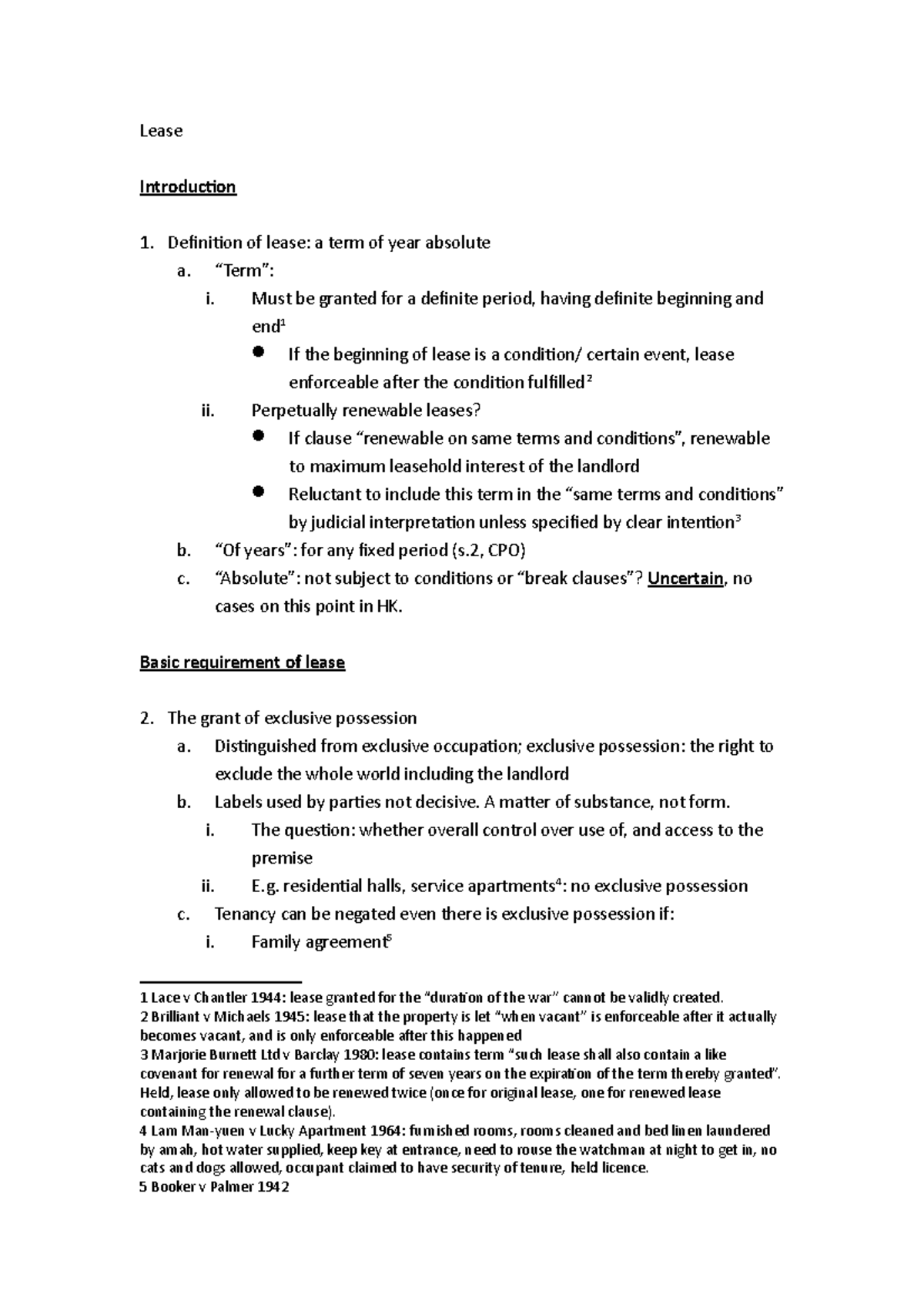 Semester 2 Lecture1 Lease - Lease Introduction Definition of lease: a ...