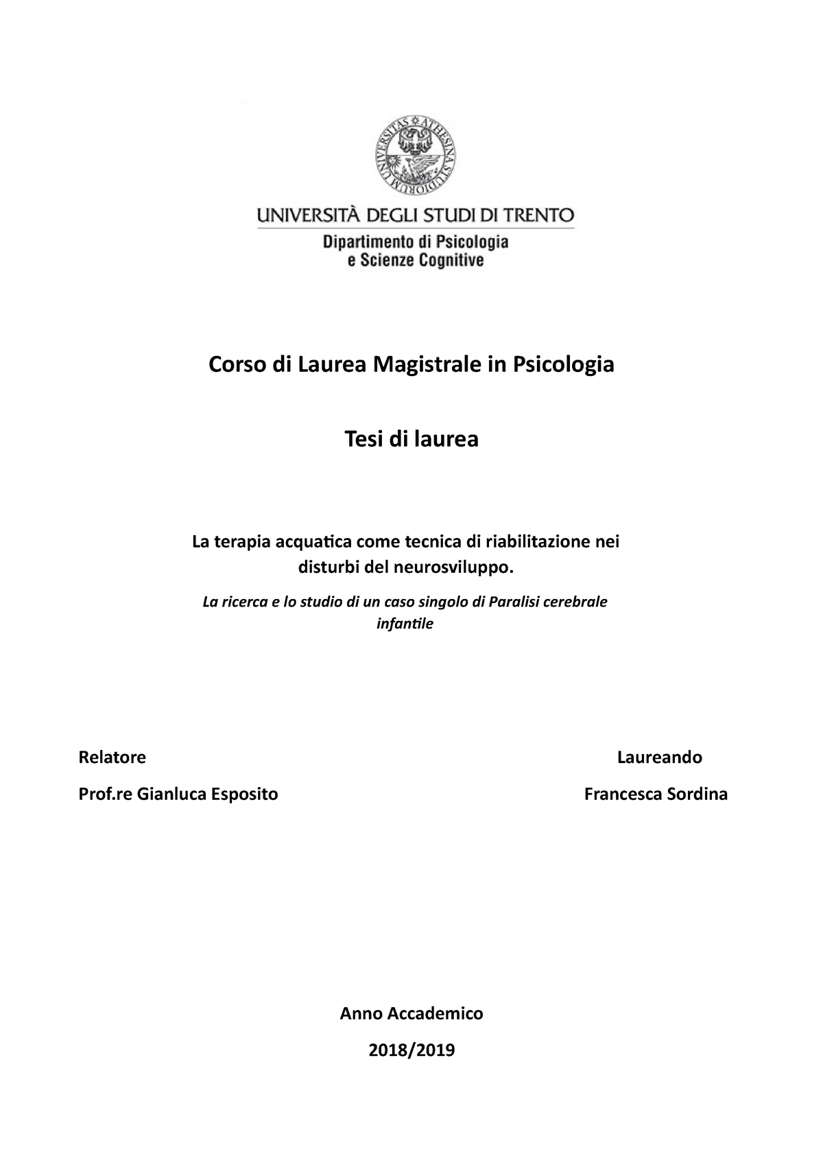 Tesi Completa - Acqua E Disabilità - Corso Di Laurea Magistrale In ...