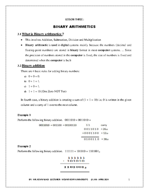 Lesson on Binary arithmetics and how to convert various digits into ...