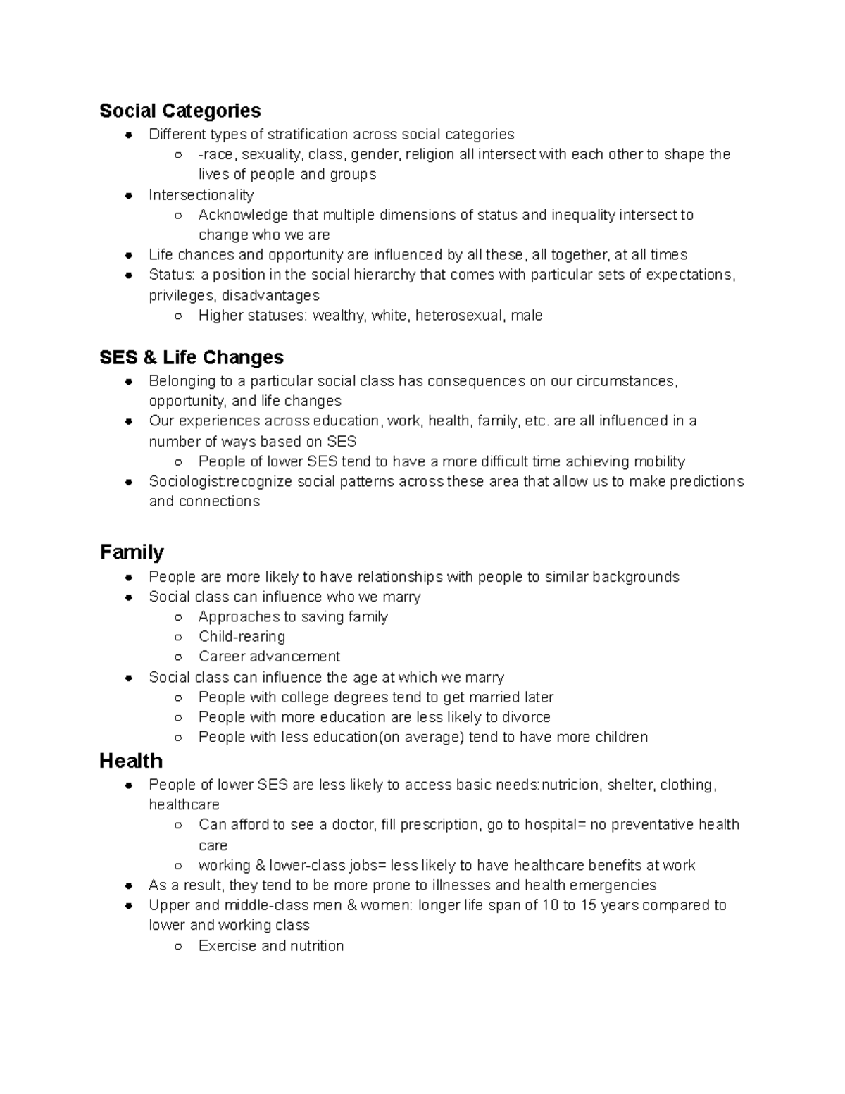 Sociology 2 - social categories and how each of them work and what it