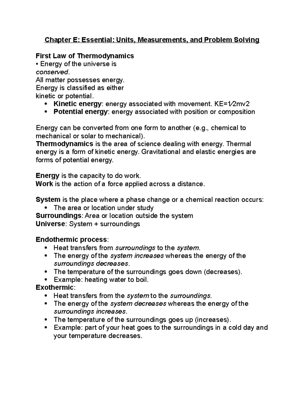 Chapter E Notes - CHEM 1030 - Fundamentals Chemistry I - StuDocu