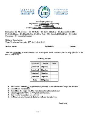 Chapter 1 to 4 - Lecture notes 1,2,3,4 - Mechanics of materials - Studocu