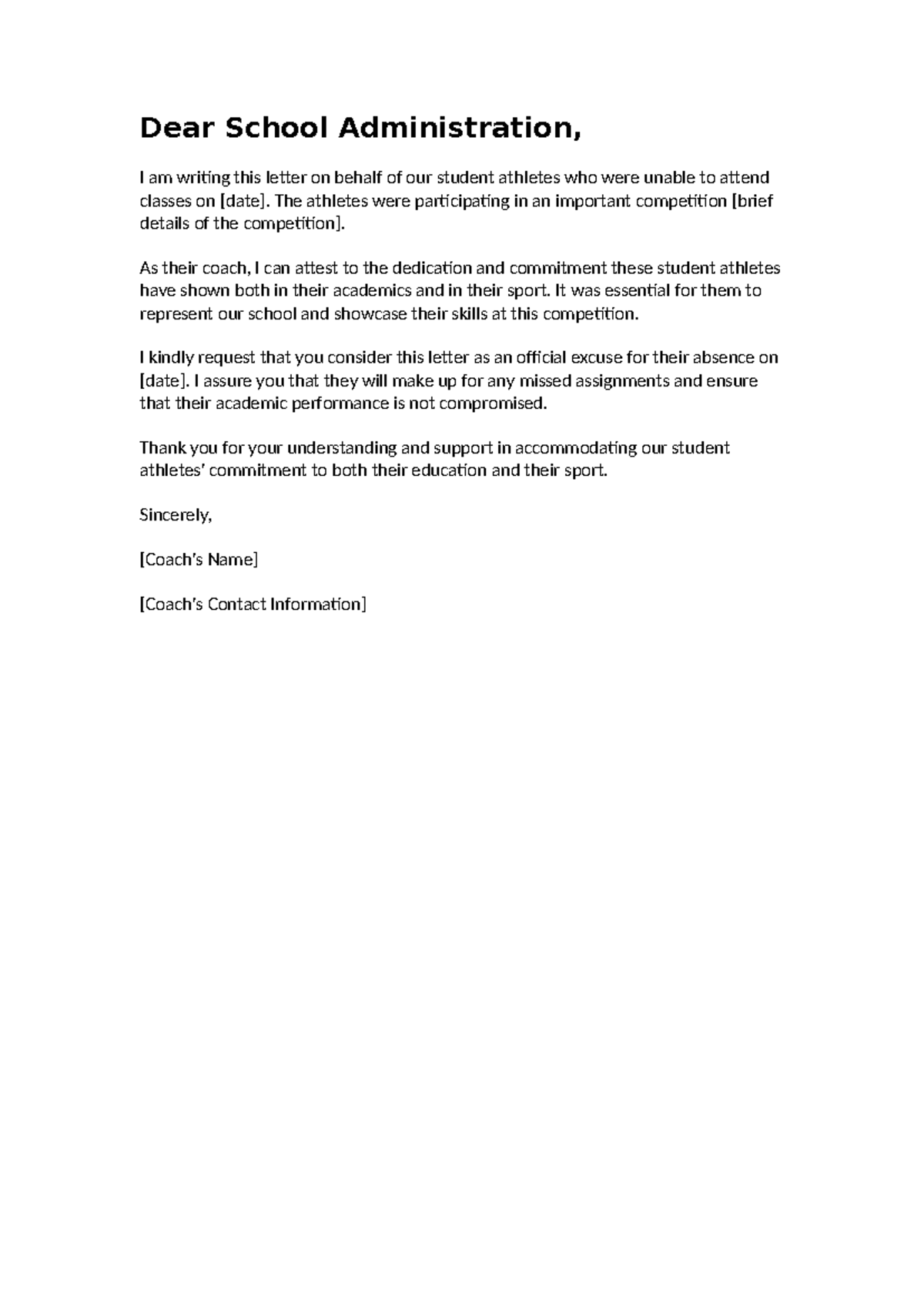 Excuseletter - nhk - Dear School Administration, I am writing this ...