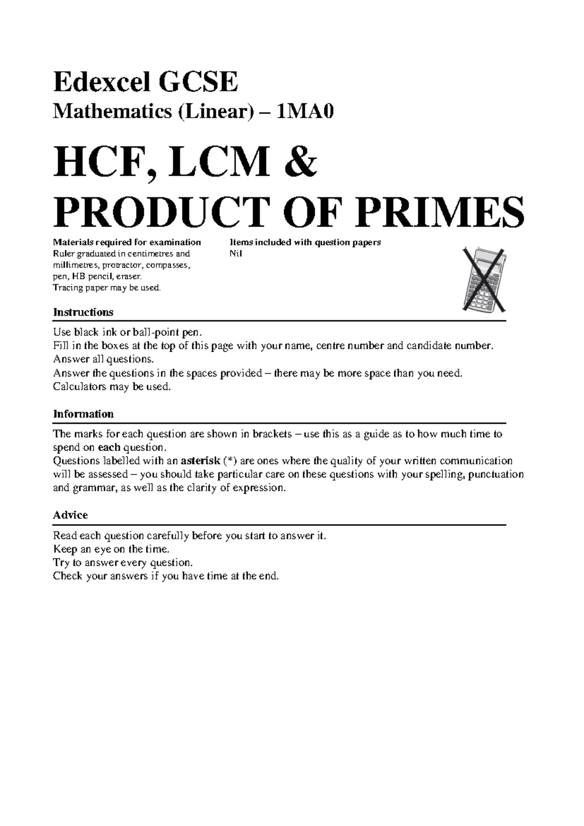 52 hcf-lcm-product-of-primes - Edexcel GCSE Mathematics (Linear) – 1MA ...