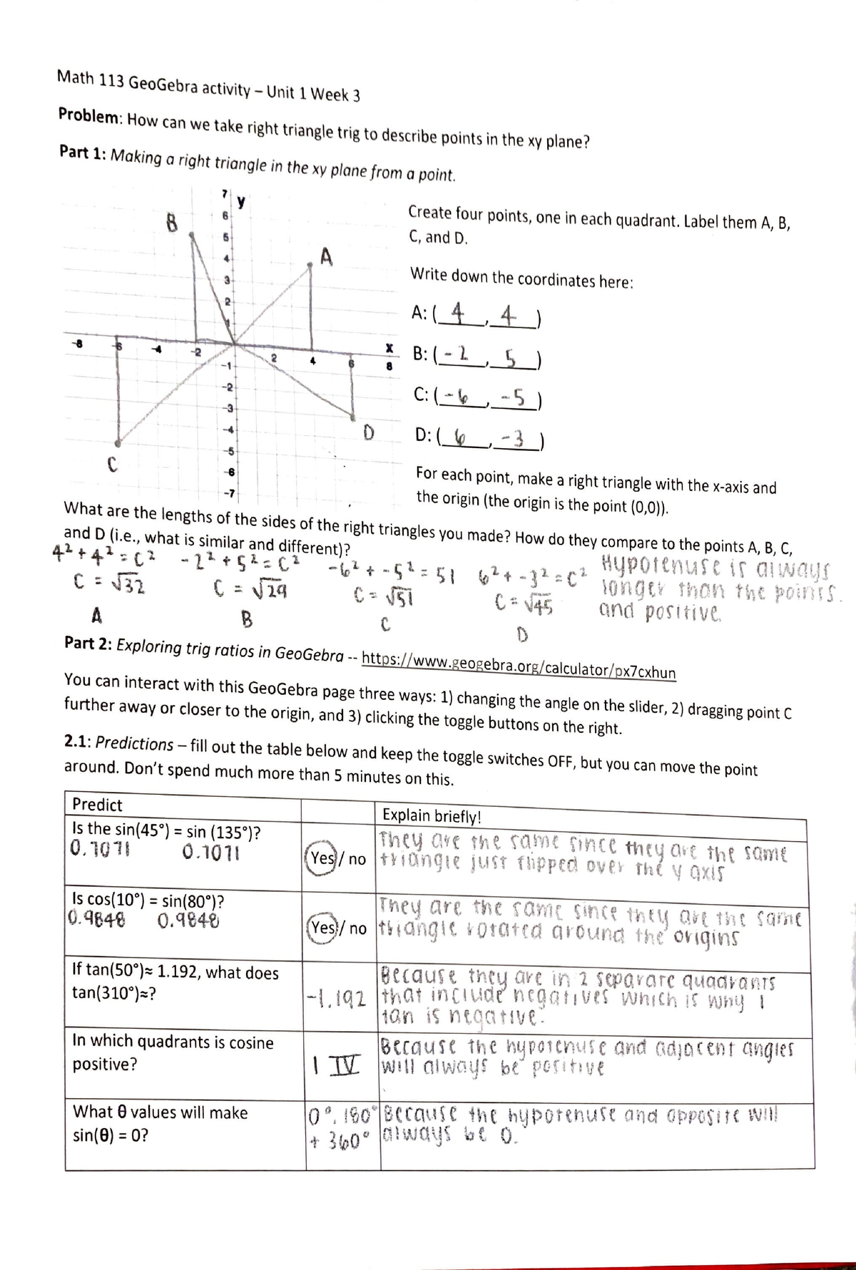 GeoGebra Activity - MATH 113 - Studocu