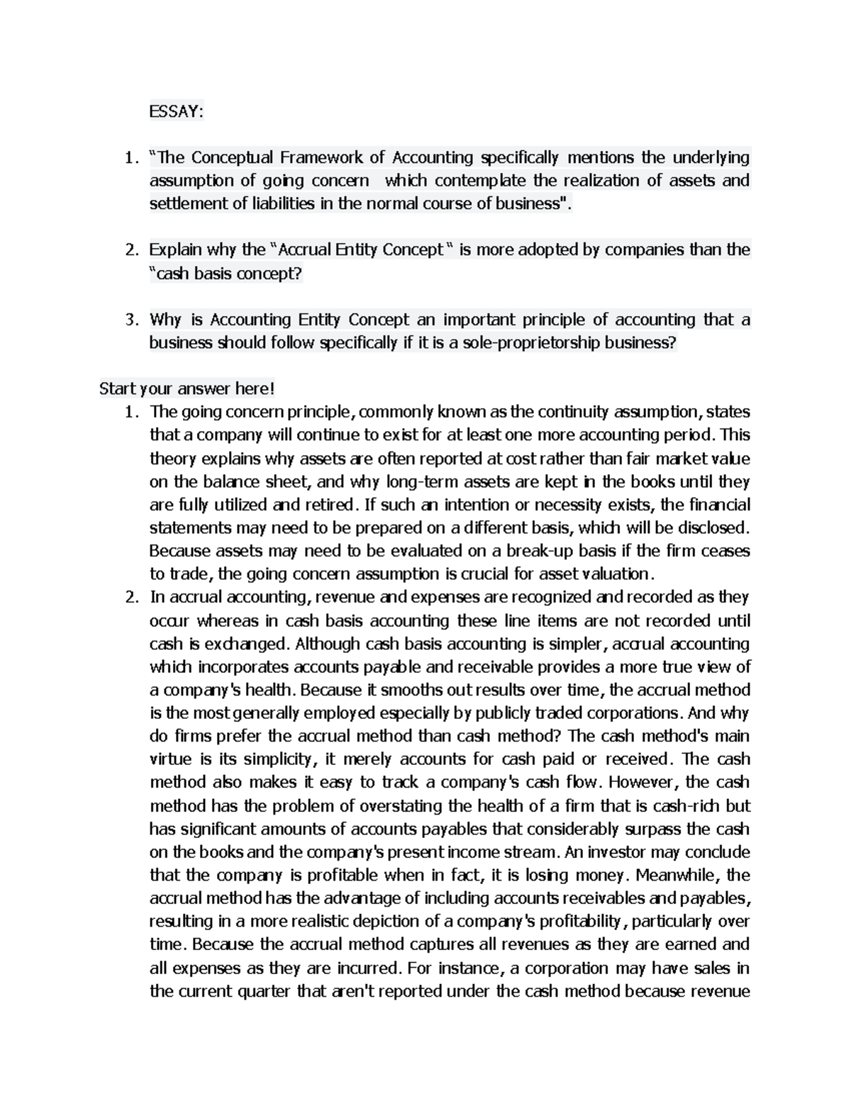 Valuation Concepts And Method Essay The Conceptual Framework Of