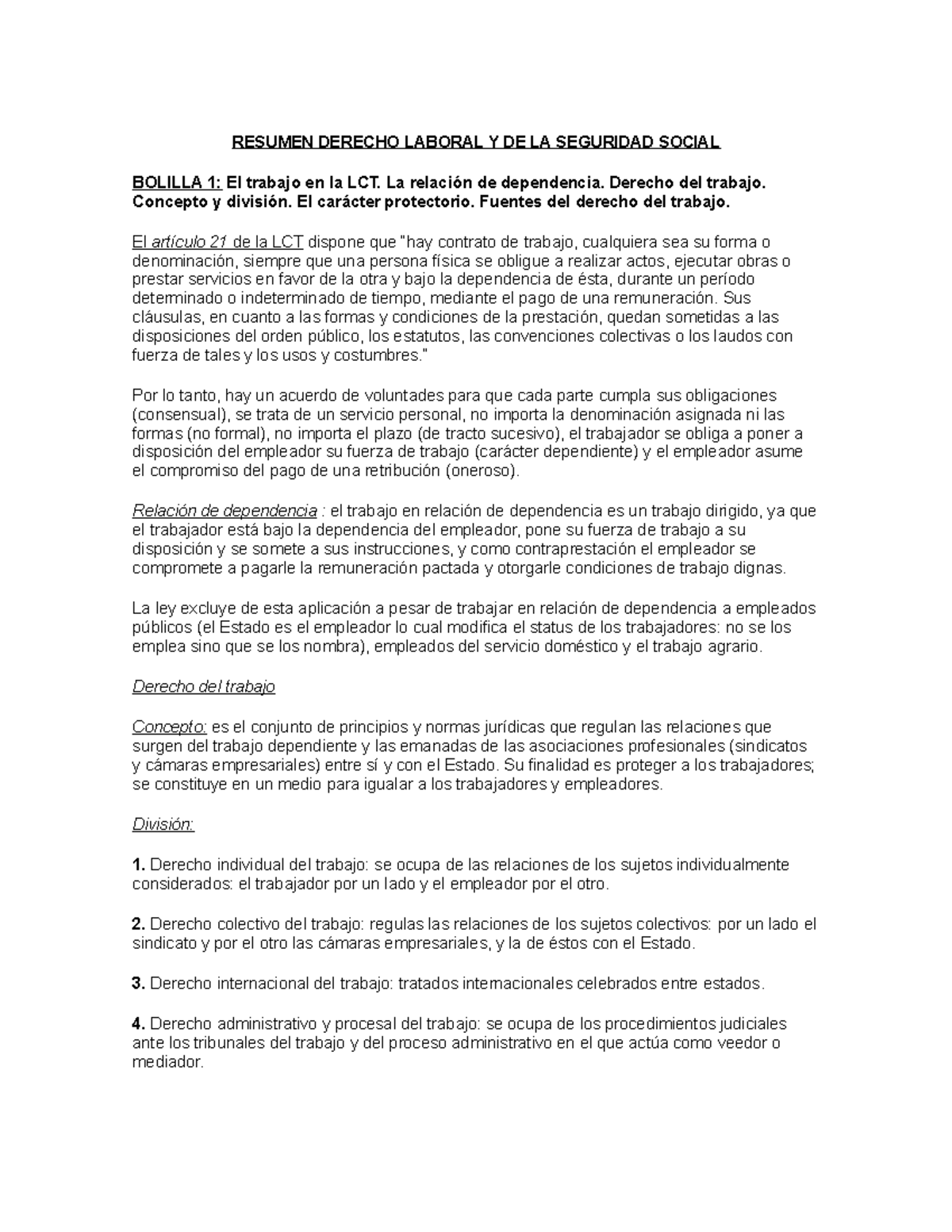 Resumen Derecho Laboral y de la Seguridad Social - RESUMEN DERECHO ...