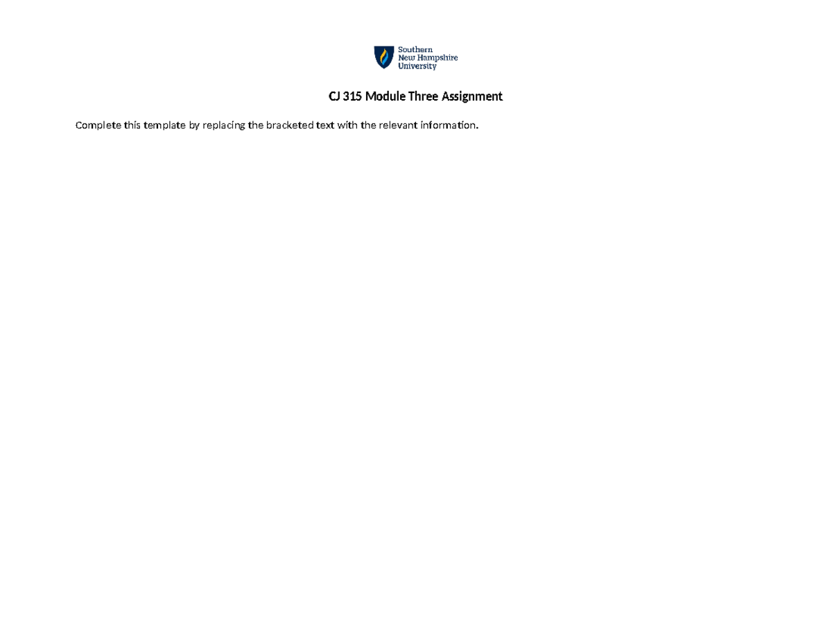 CJ315 Module Three Assignment - CJ 315 Module Three Assignment Complete ...