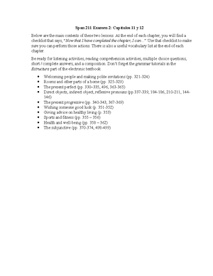 Span 211 Exam 3 Study Guide - Span 211 Examen 3: Capítulos 13 y 14 ...