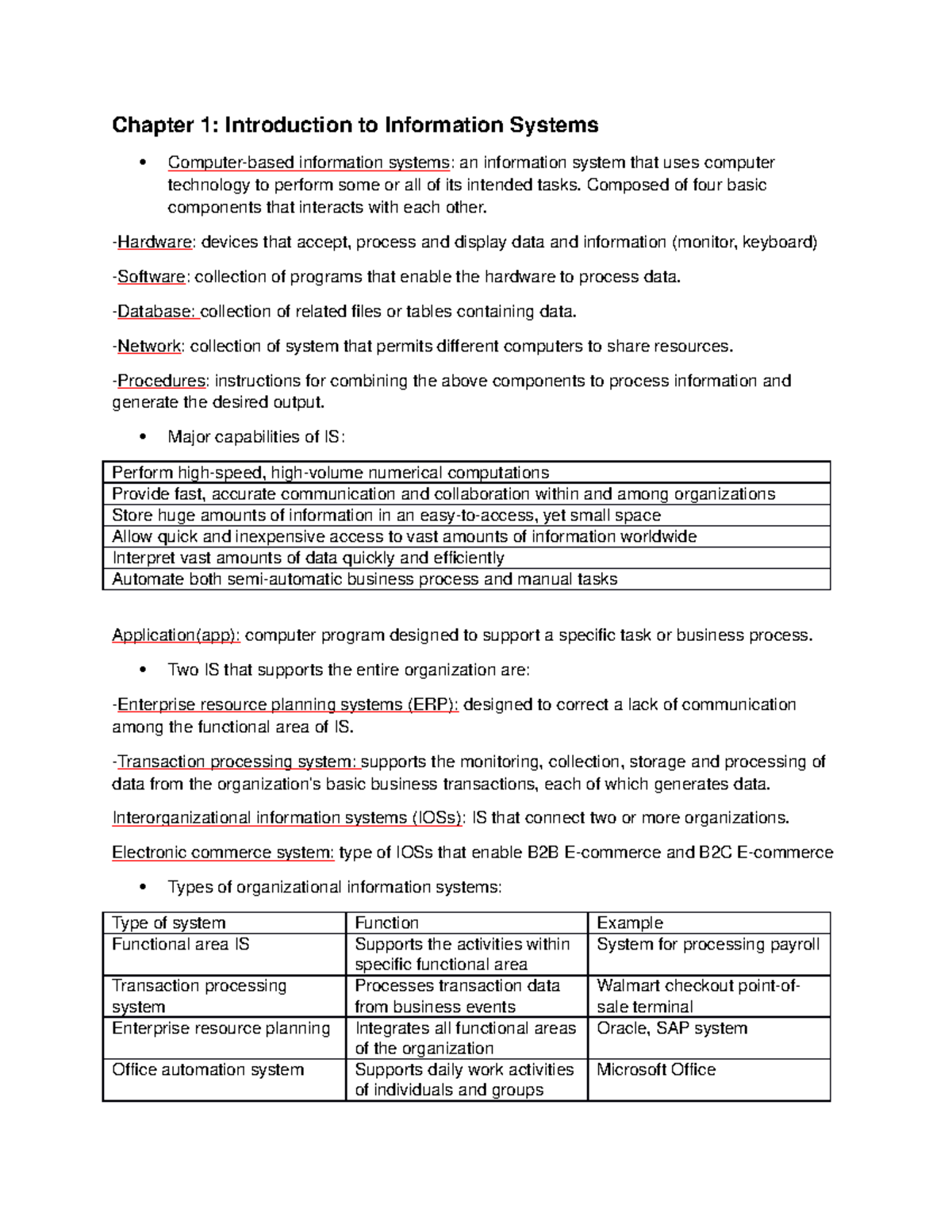 Lecture 1 And 2 - Summary Information Systems - Chapter 1: Introduction ...