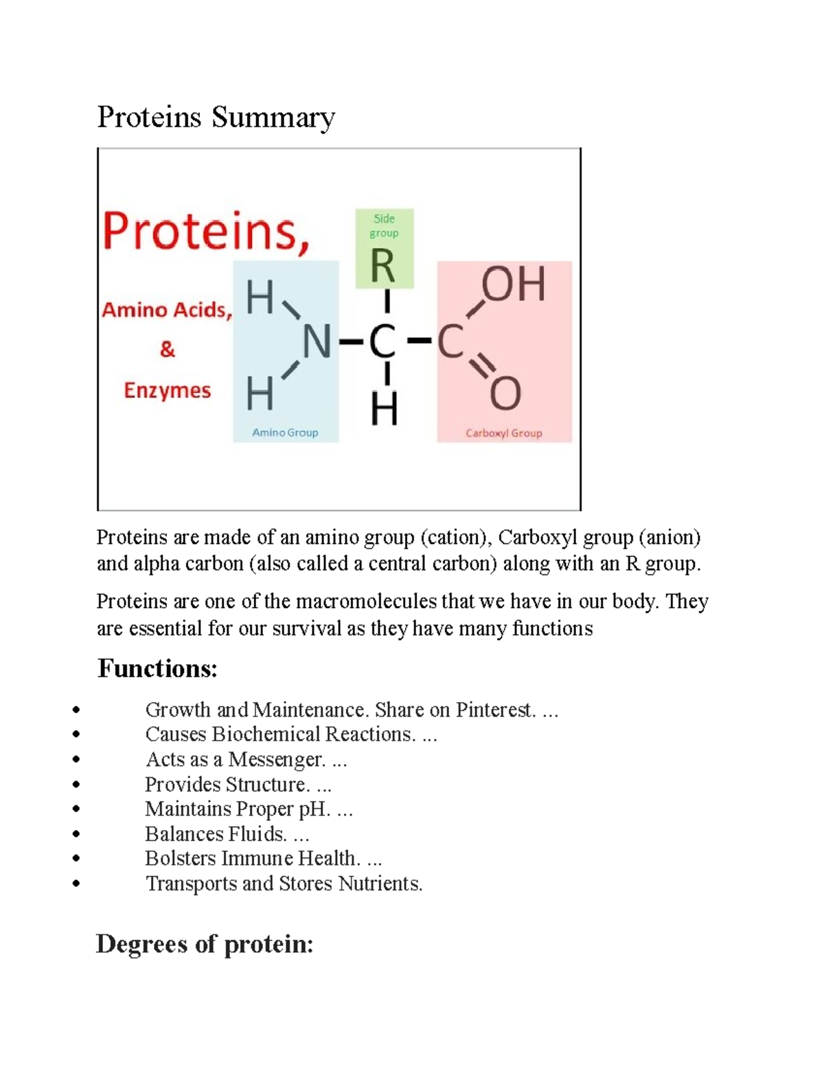 Proteins Summary - Understand the different degrees in protein ...