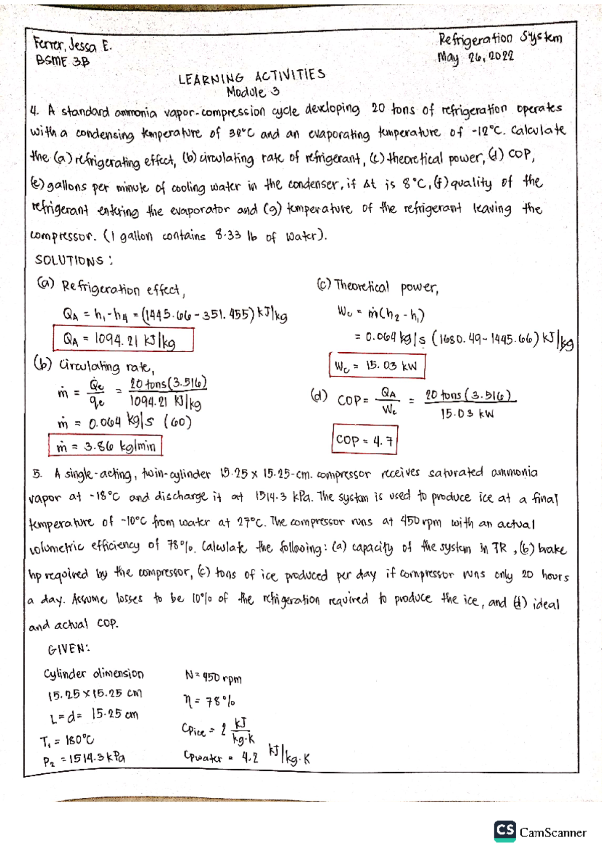 Refrigeration System Problem Solving - Mechanical Engineering - NVSU ...