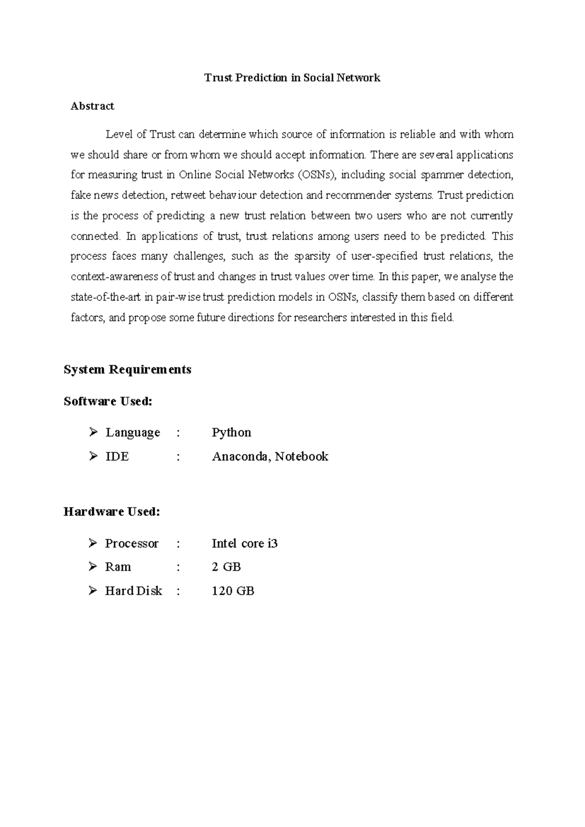 Trust in social network - Abstract - Trust Prediction in Social Network ...