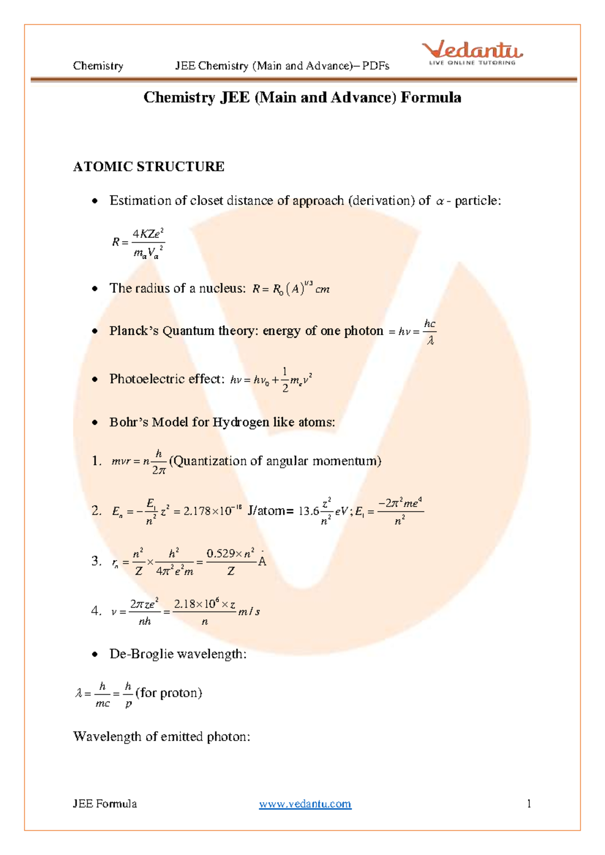 Important Formulas For JEE (Main and Advanced) Download the Pdf ...