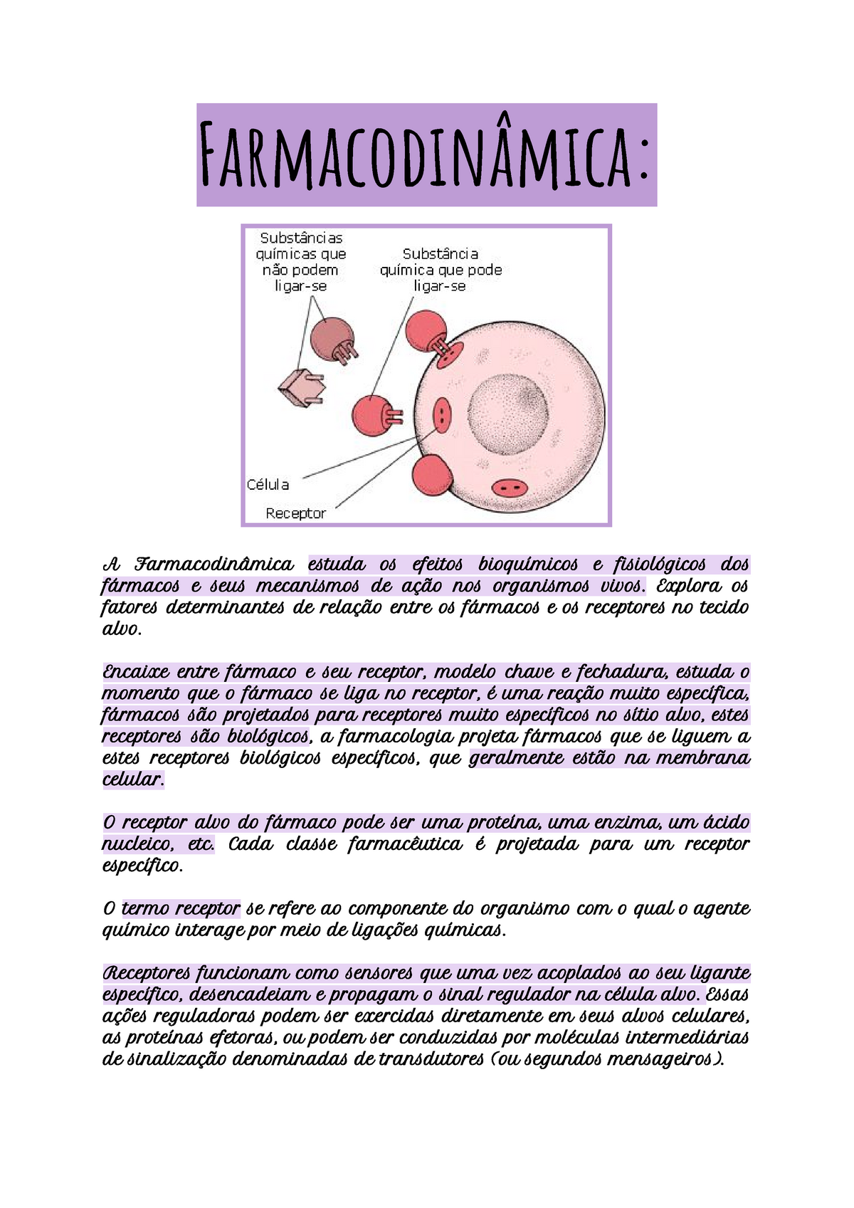 Farmacodinamica Resumo De Farmacologia Studocu