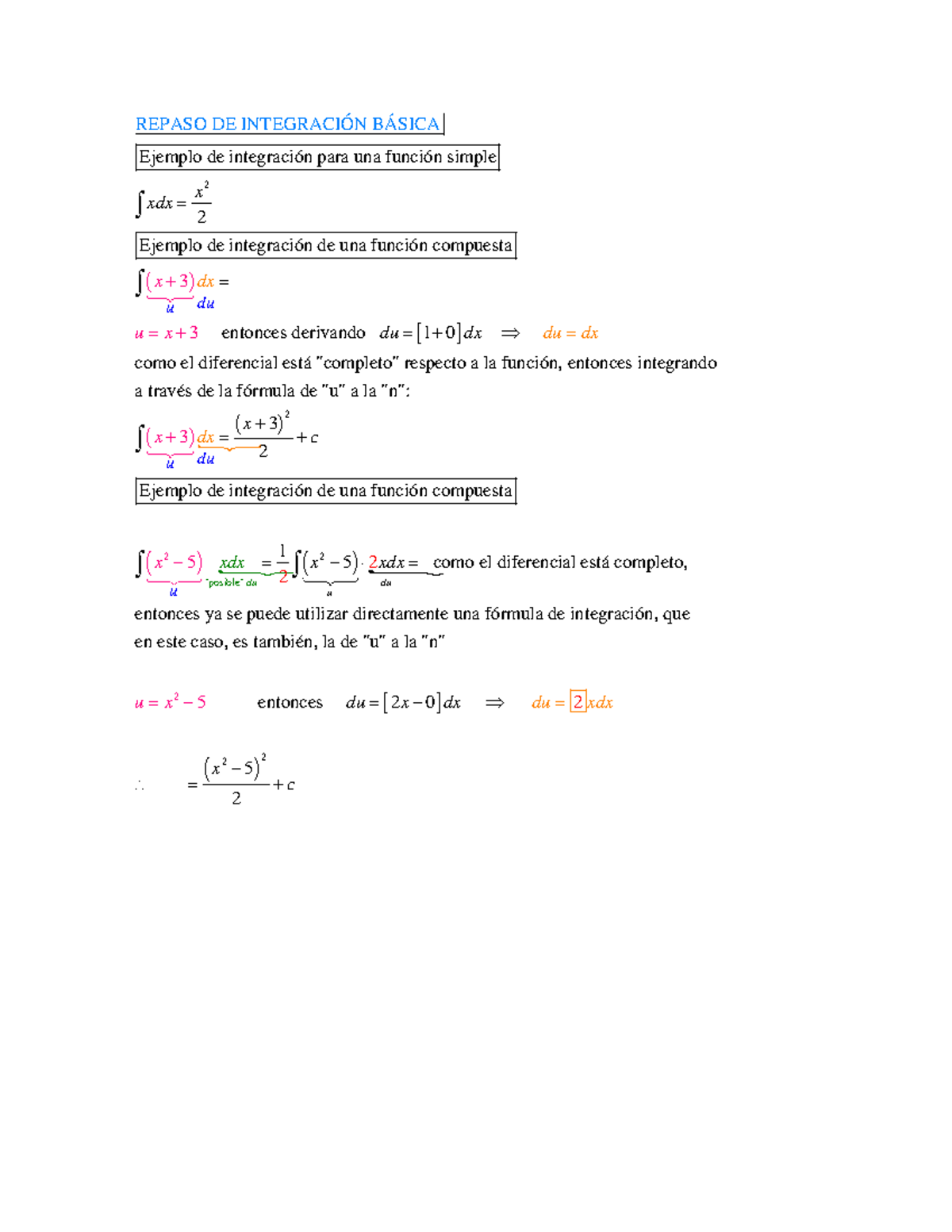Repaso de integración básica - 2 Ejemplo de integración para una ...