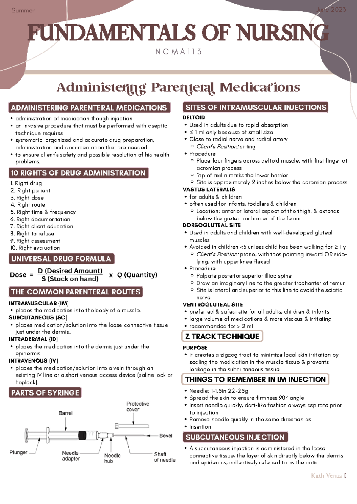 3.04 - Administering Parenteral Medications - FED • administration of ...