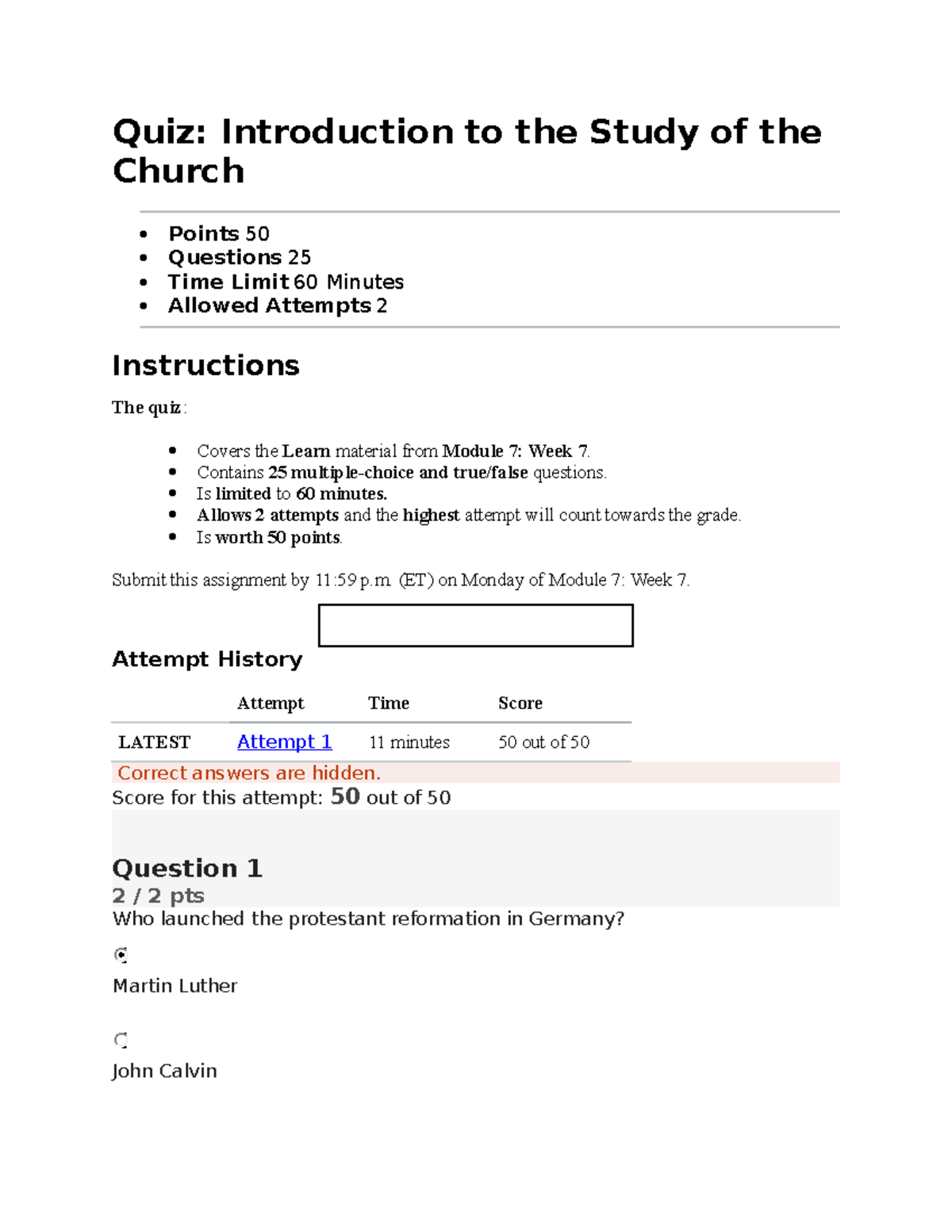 THEO 104 MOD 7 Qui Z Introduction To The Study Of The Church - Quiz ...