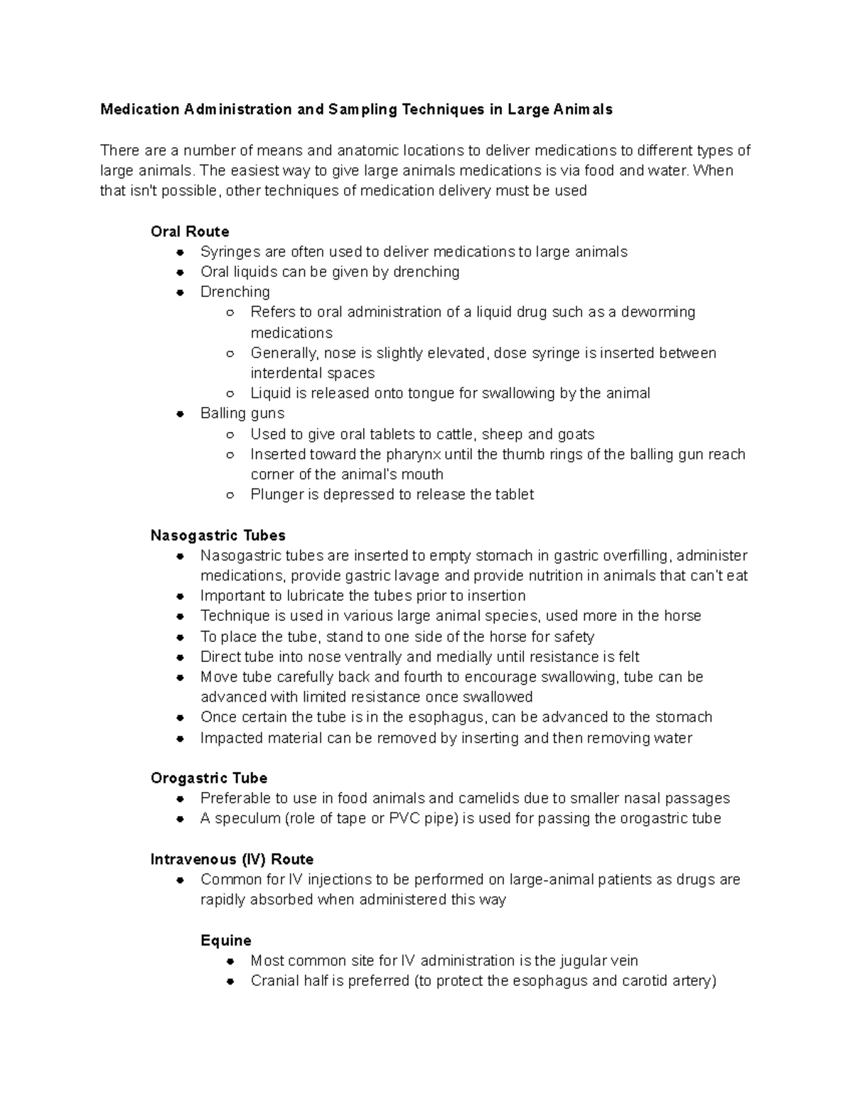 Medication Administration and Sampling Techniques in Large Animals ...
