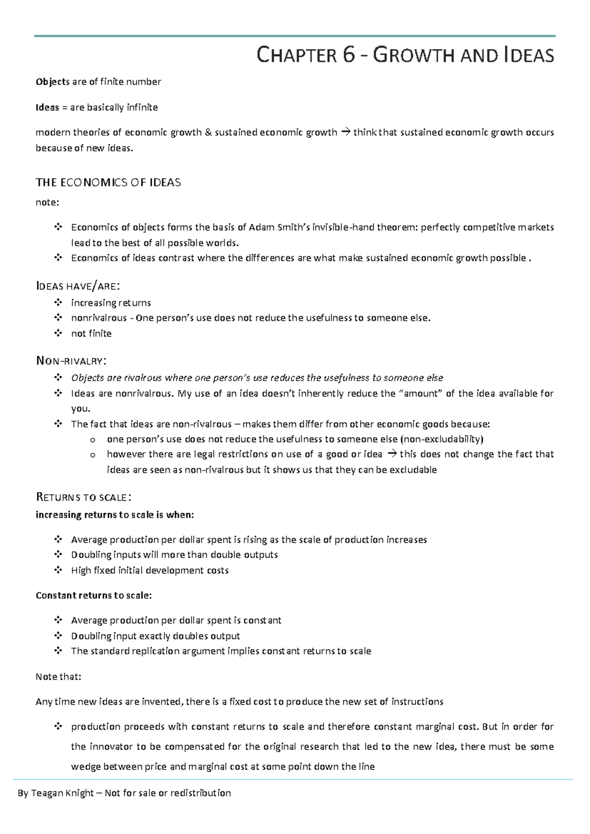 Chapter 6 - ideas - notes - CHAPTER 6 - GROWTH AND IDEAS Objects are of ...