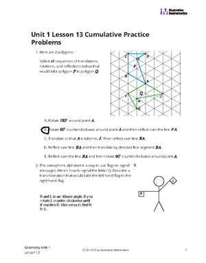IM Geometry 1-11 Practice Problems - Unit 1 Lesson 11 Cumulative ...