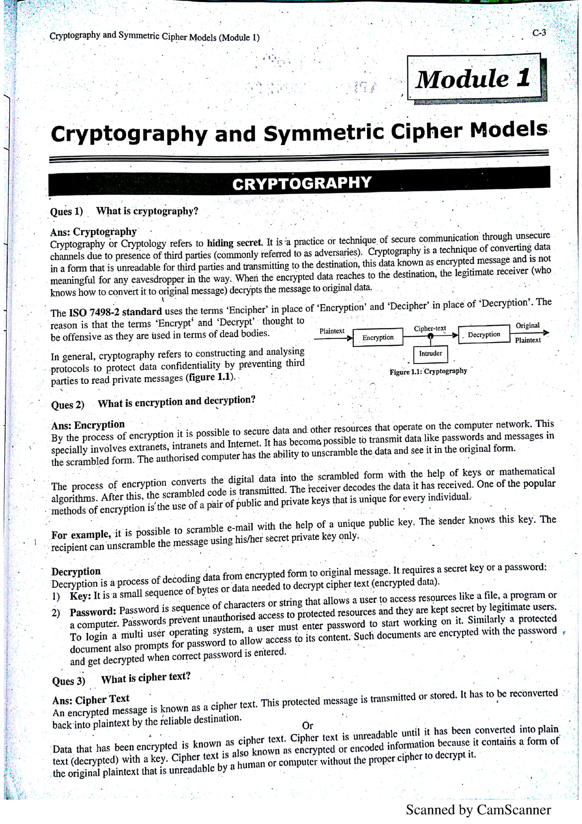 CS409 CNS M1 - CNS Mod 1 - Cryptography And Network Security - Studocu