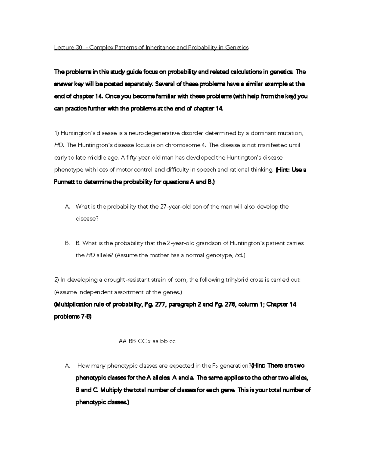 Biology II Lecture 30 Study Guide - Lecture 30 - Complex Patterns of ...