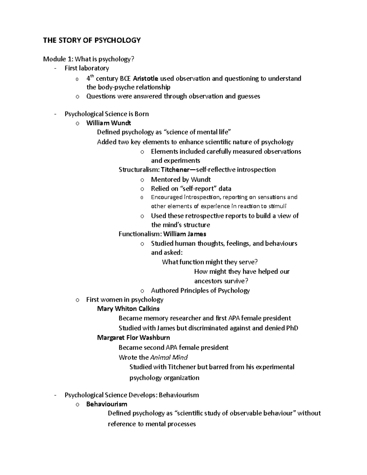 The story of Psychology - THE STORY OF PSYCHOLOGY Module 1: What is ...