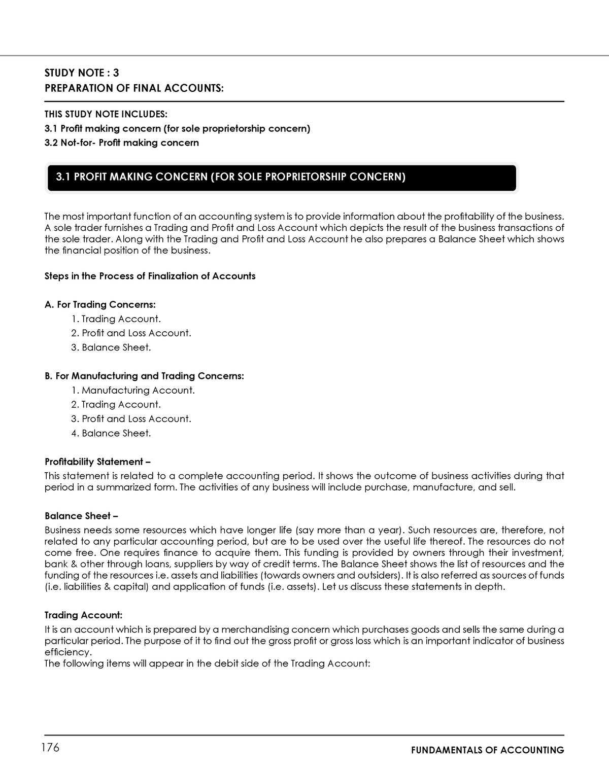 Accountancy- Profit making concern for sole proprietorship concern ...