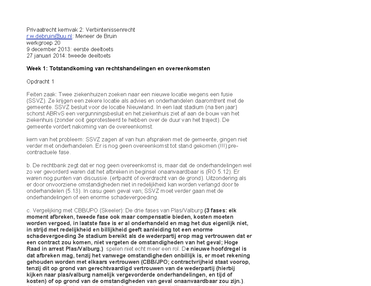 Werkgroep uitwerkingen 1 t/m 8 - Privaatrecht kernvak 2