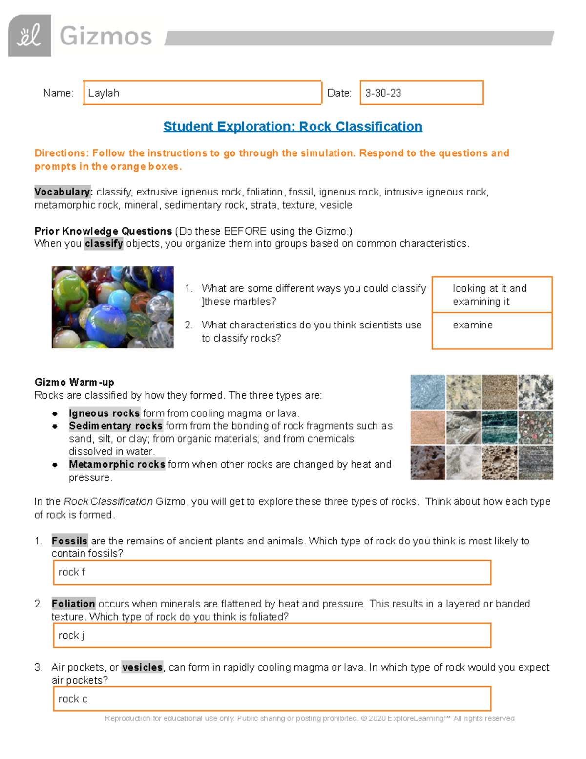 Section 3: Classifying Rocks