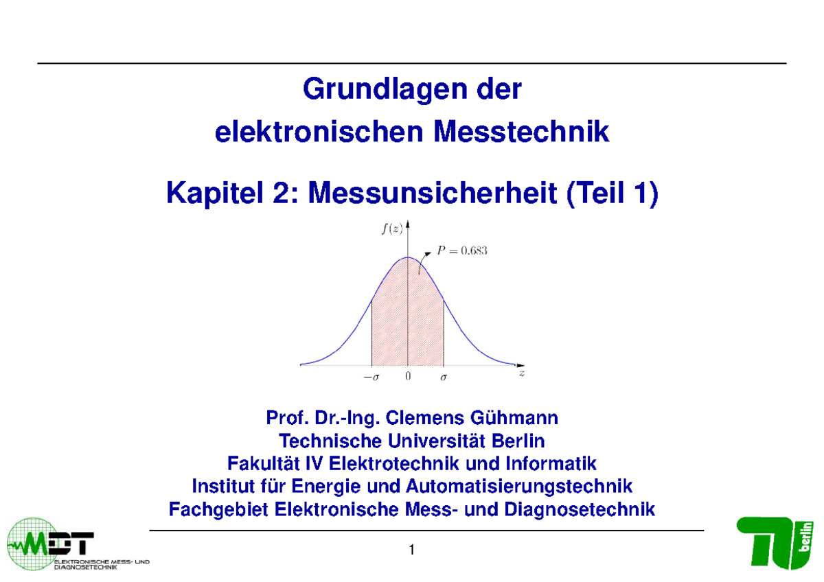 Vorlesung Kapitel 2 Teil 1 - Grundlagen Der Elektronischen Messtechnik ...