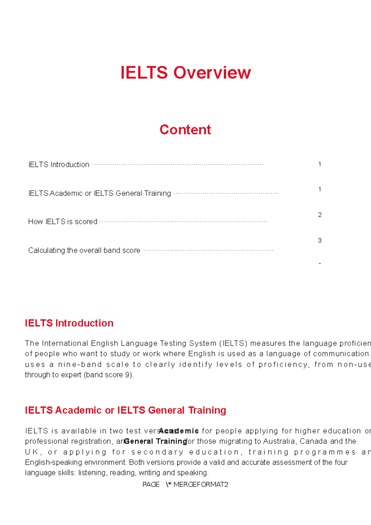 2. Ielts Overview - It will give you a broader idea on the subject ...