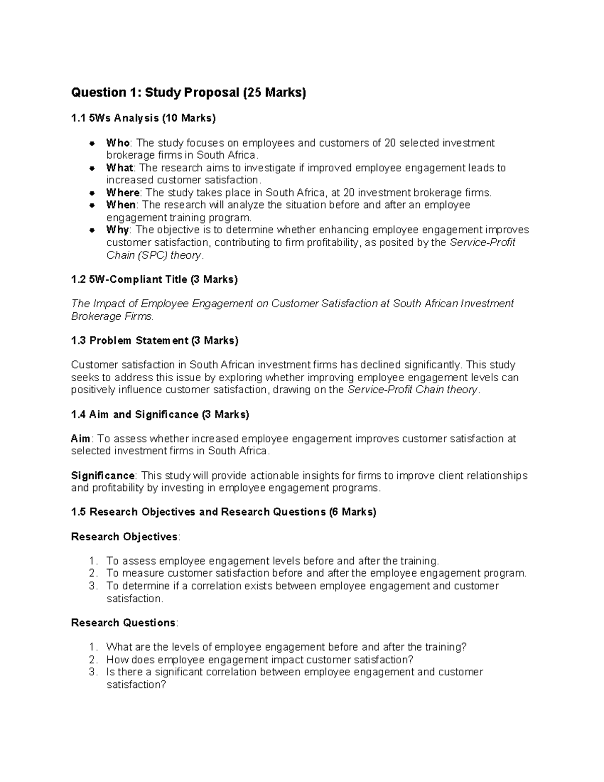 Assigment - Question 1: Study Proposal (25 Marks) 1 5Ws Analysis (10 ...
