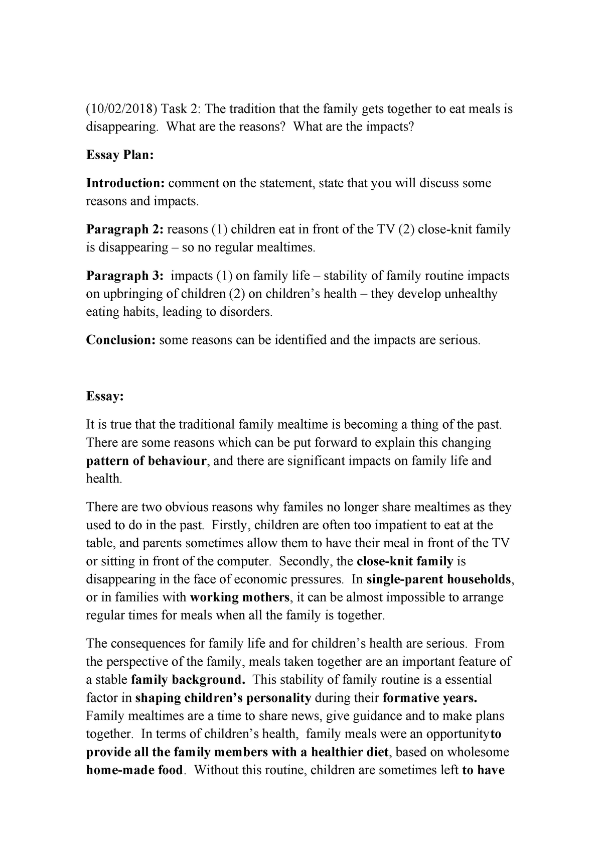 Task 1 IELTS WRITING Task 1 10022018 - (10/02/2018) Task 2: The ...