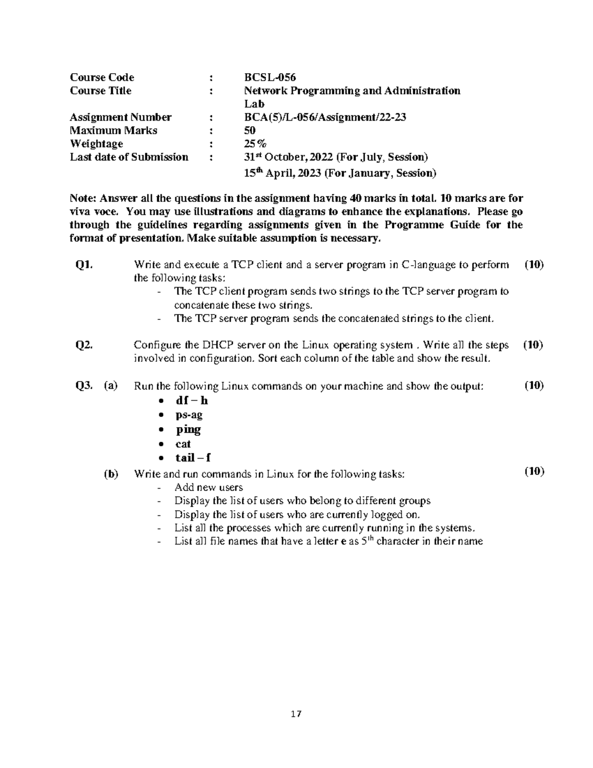 Final BCA Semester-V 2022-23-17 - 17 Course Code : BCSL- Course Title ...