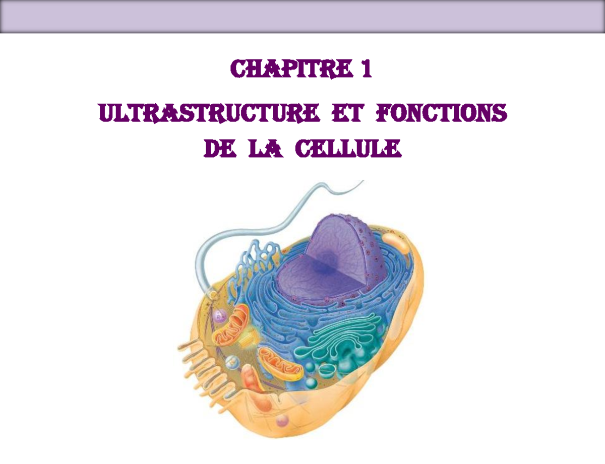 Page De Garde Cellule 1-Chapitre-1-La-cellule - Chapitre 1 Ultrastructure et Fonctions de la