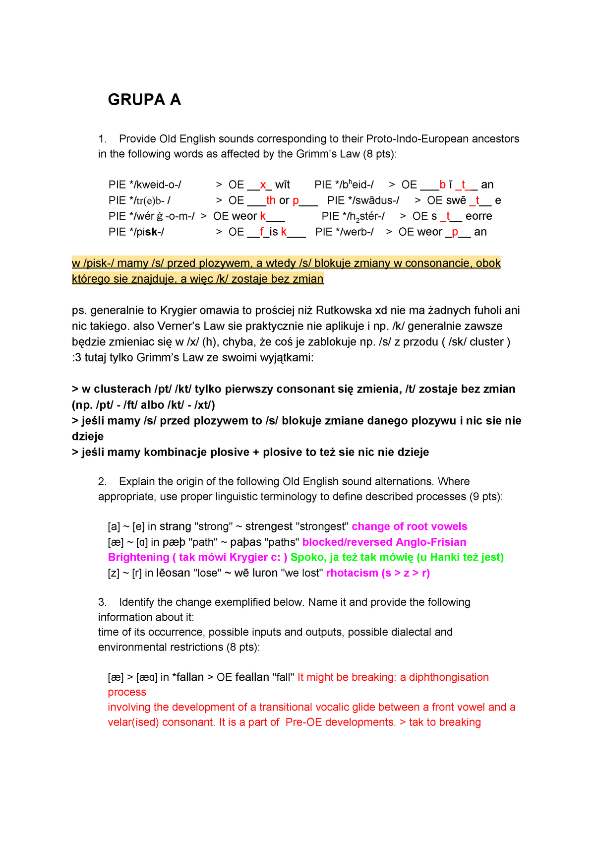 18 Exam Group A B With Answers Studocu