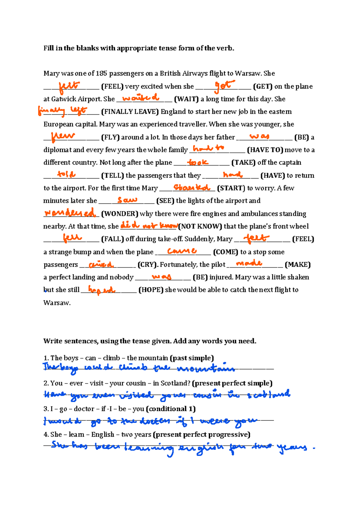2023UCS1682 Verb - Fill in the blanks with appropriate tense form of ...