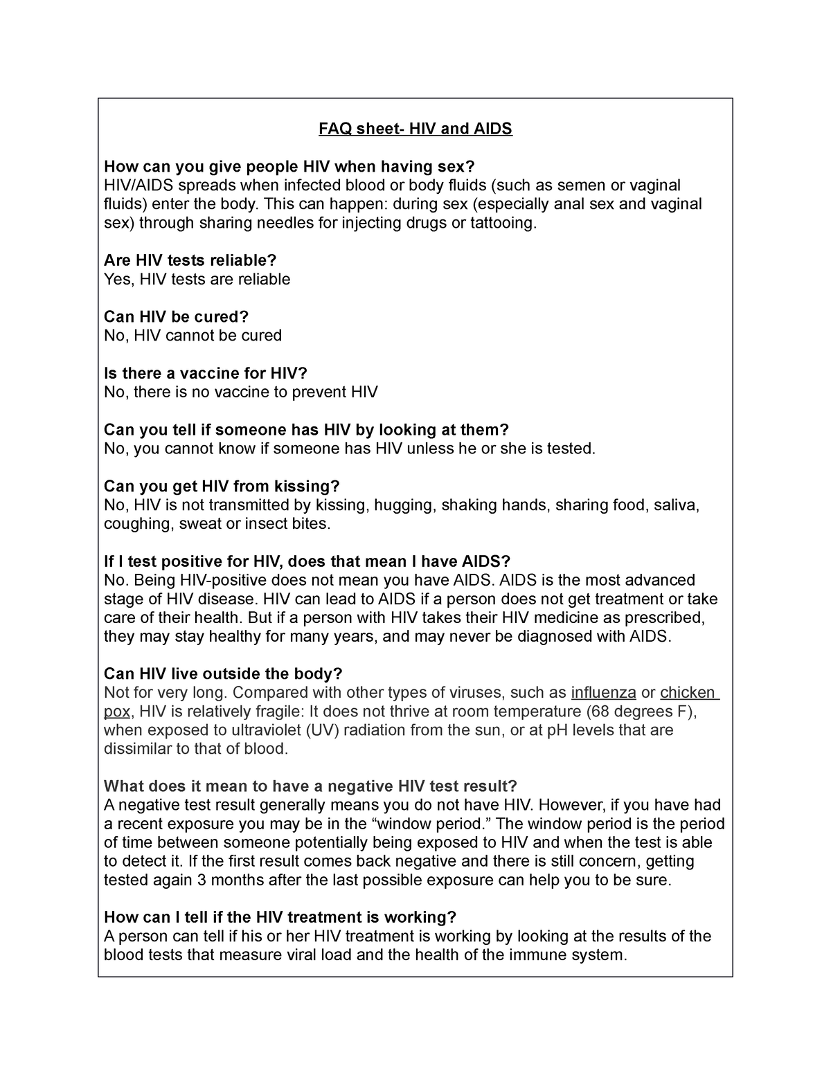 FAQ sheet - This can happen: during sex (especially anal sex and vaginal sex)  through sharing - Studocu