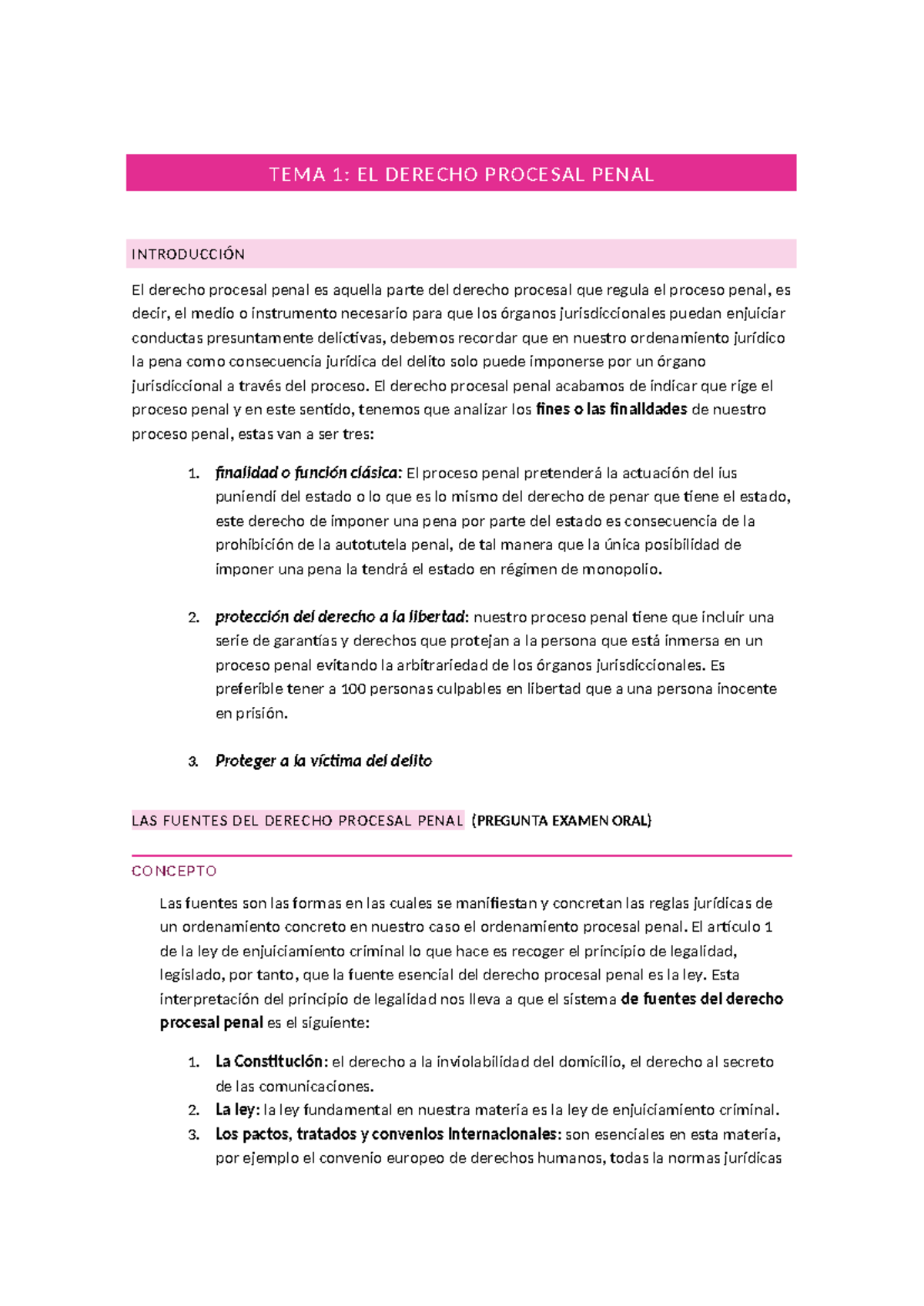 Apuntes - TEMA 1: EL DERECHO PROCESAL PENAL INTRODUCCIÓN El derecho ...