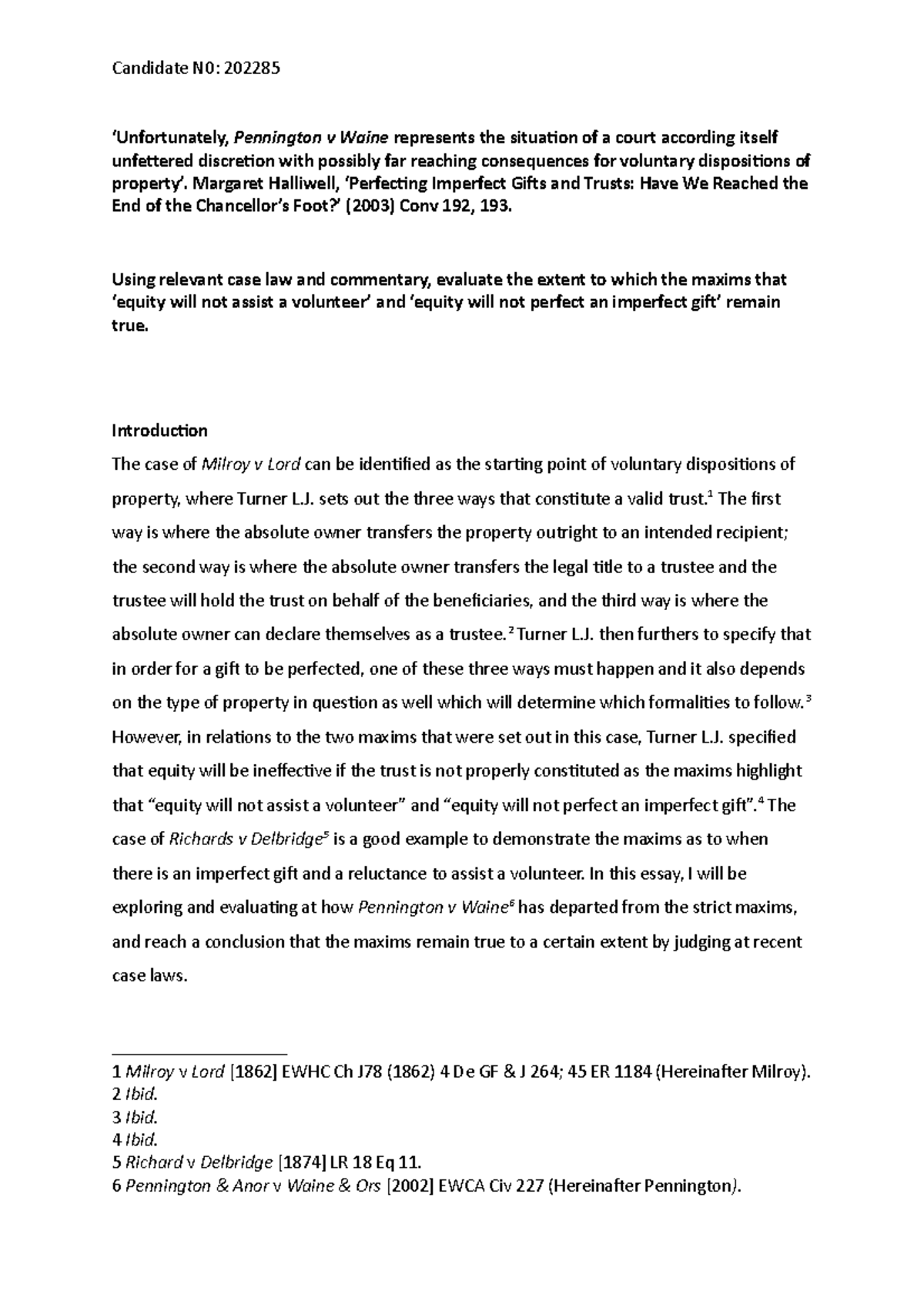 Pennington v Waine ‘Unfortunately, Pennington v Studocu