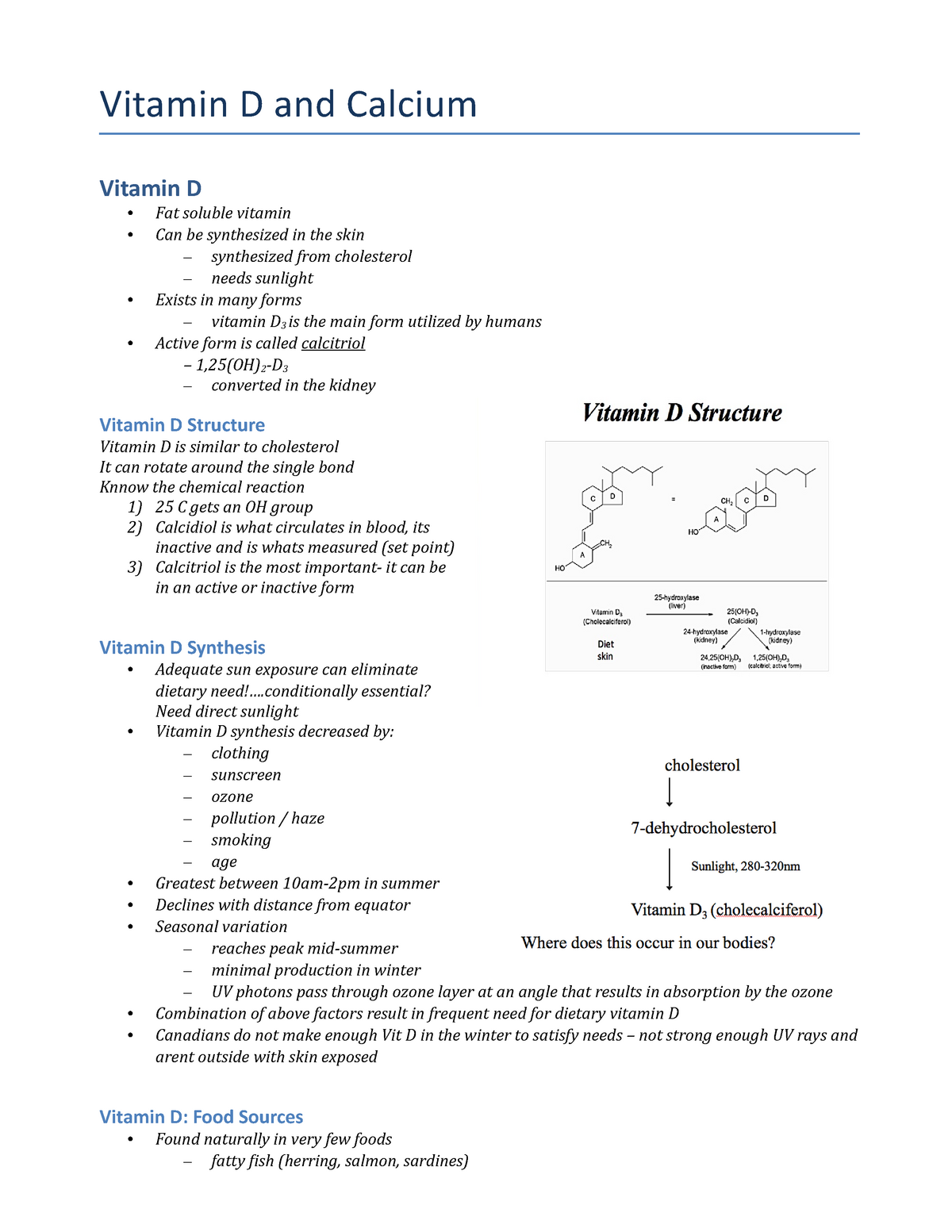 Vitamin D And Calcium Nutr3330 U Of G Studocu