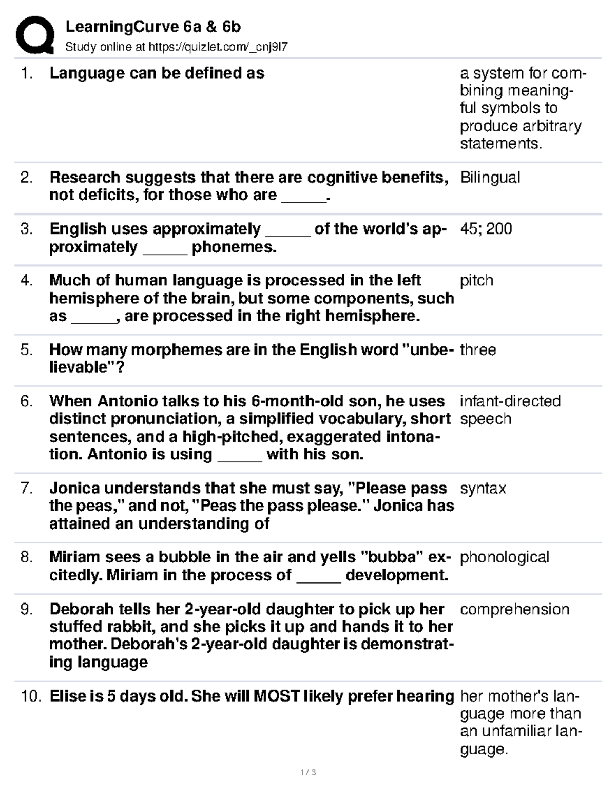 Learning Curve 6a 6b - Child Psychology - LearningCurve 6a & 6b Study ...