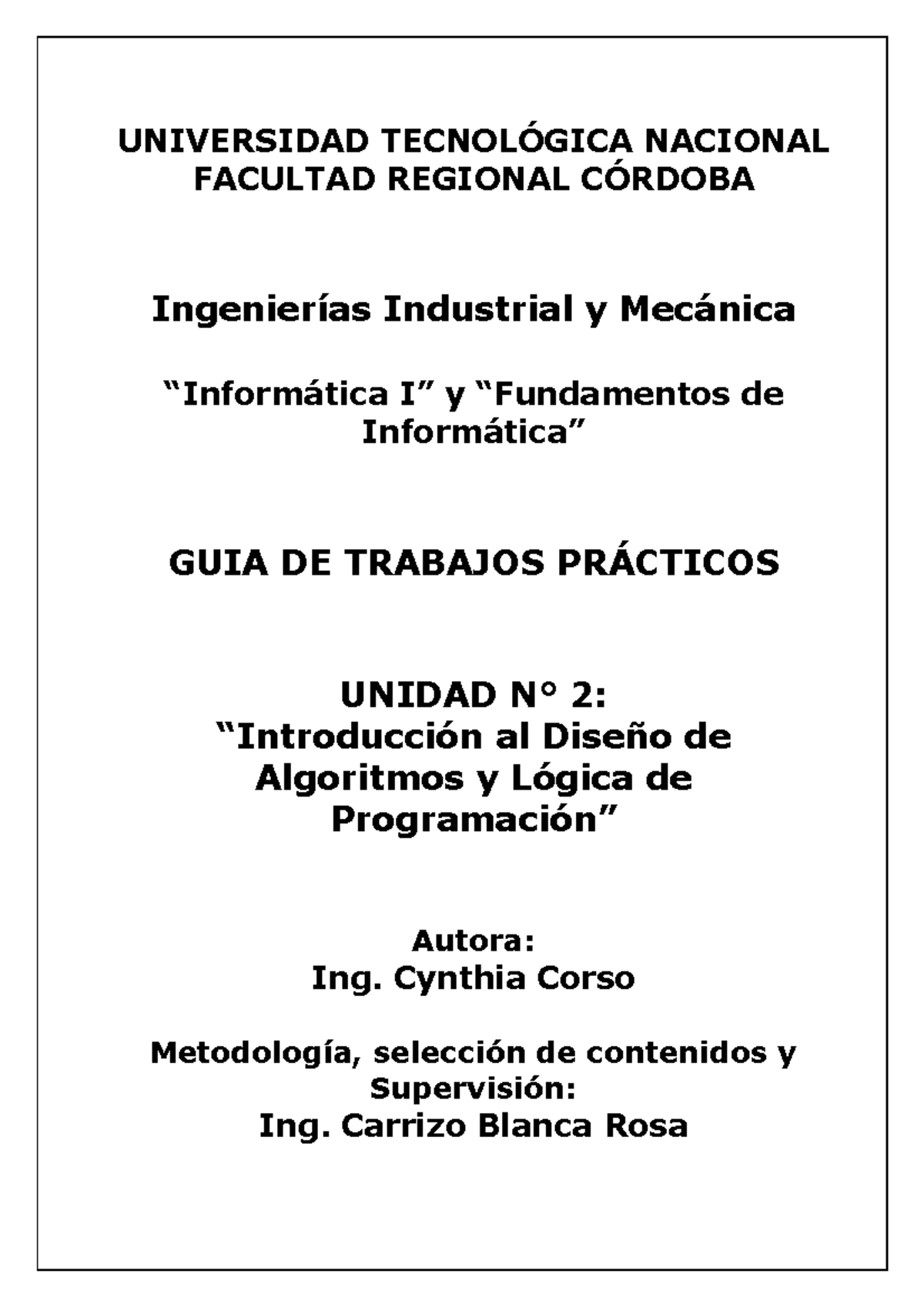 Algoritmos UTN - Sadsad - UNIVERSIDAD TECNOL”GICA NACIONAL FACULTAD ...