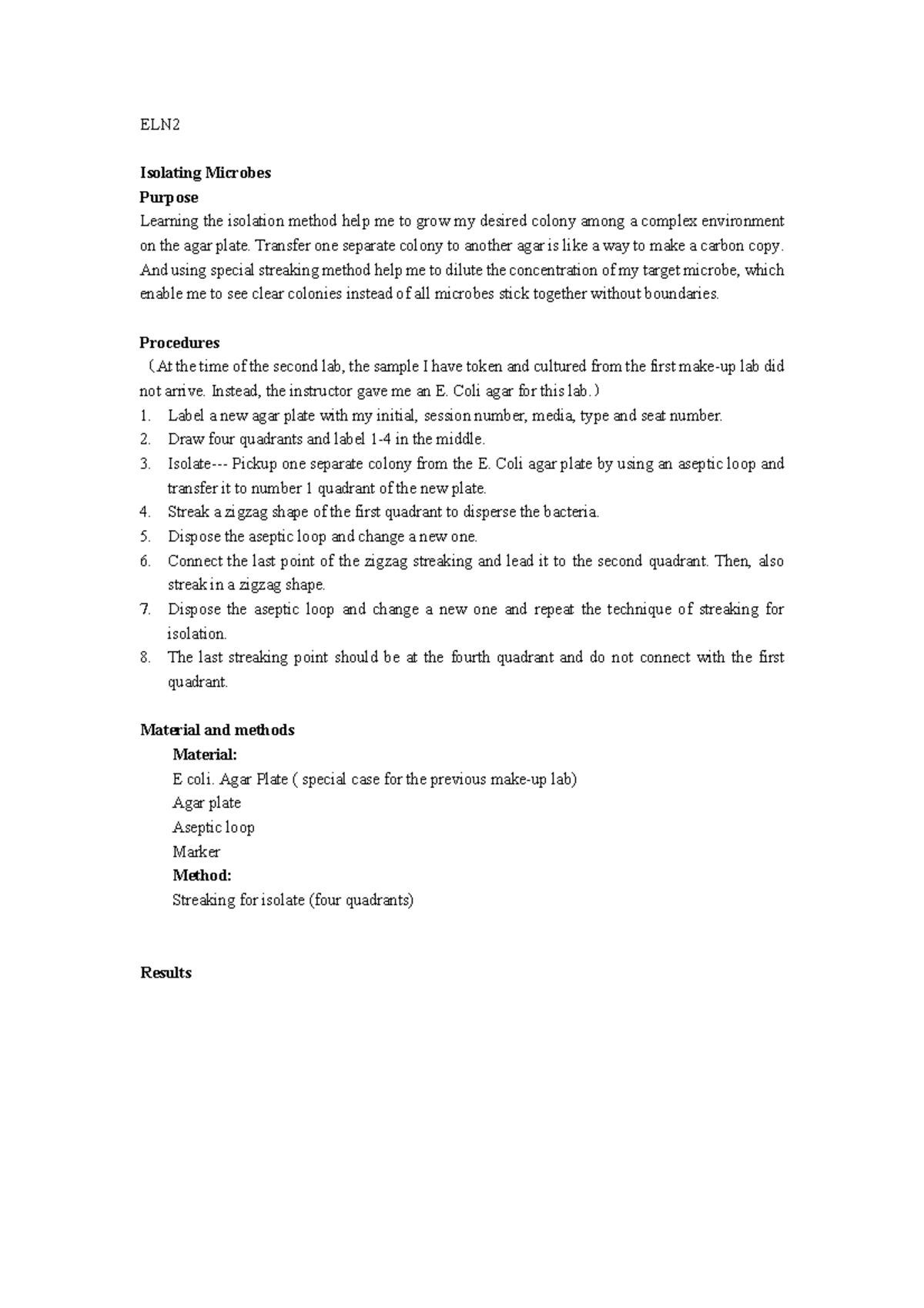 Annotated-ELN2 - ELN Isolating Microbes Purpose Learning the isolation ...